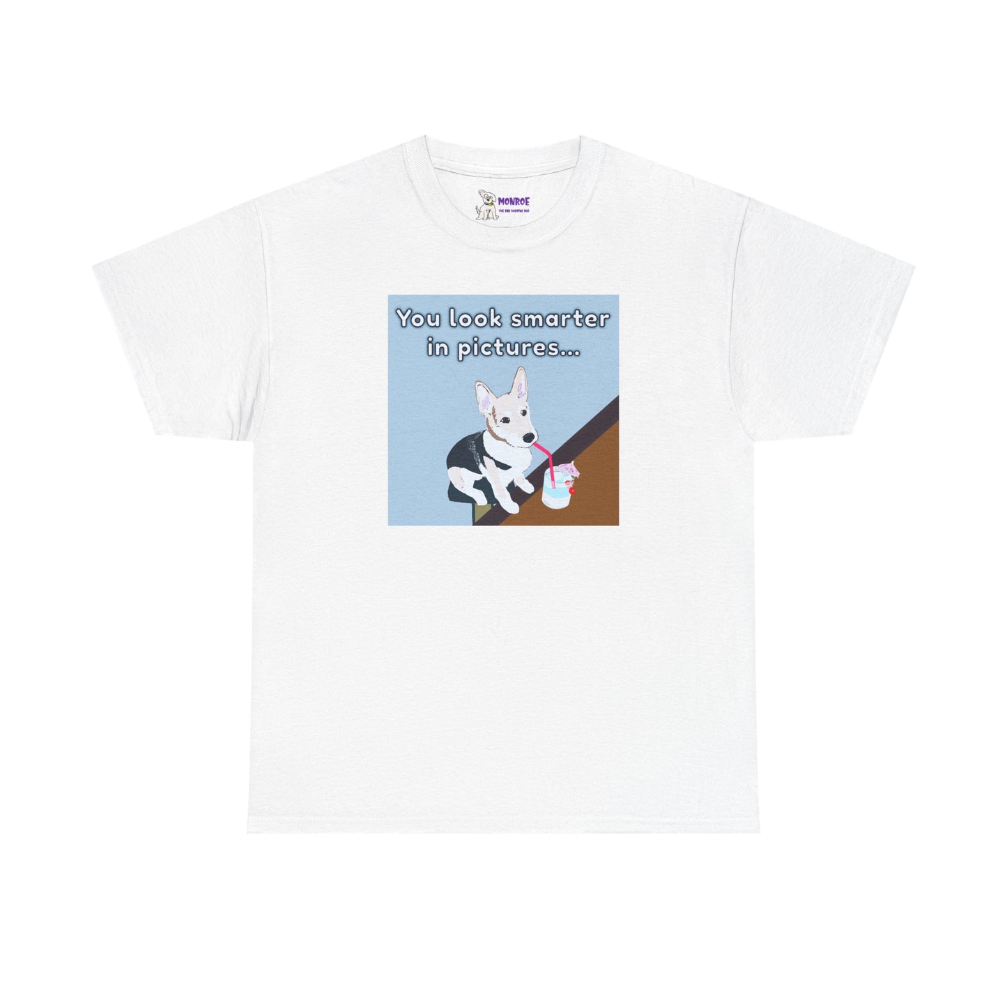 Whimsical Dog Insult T-Shirt - You Look Smarter in Pictures