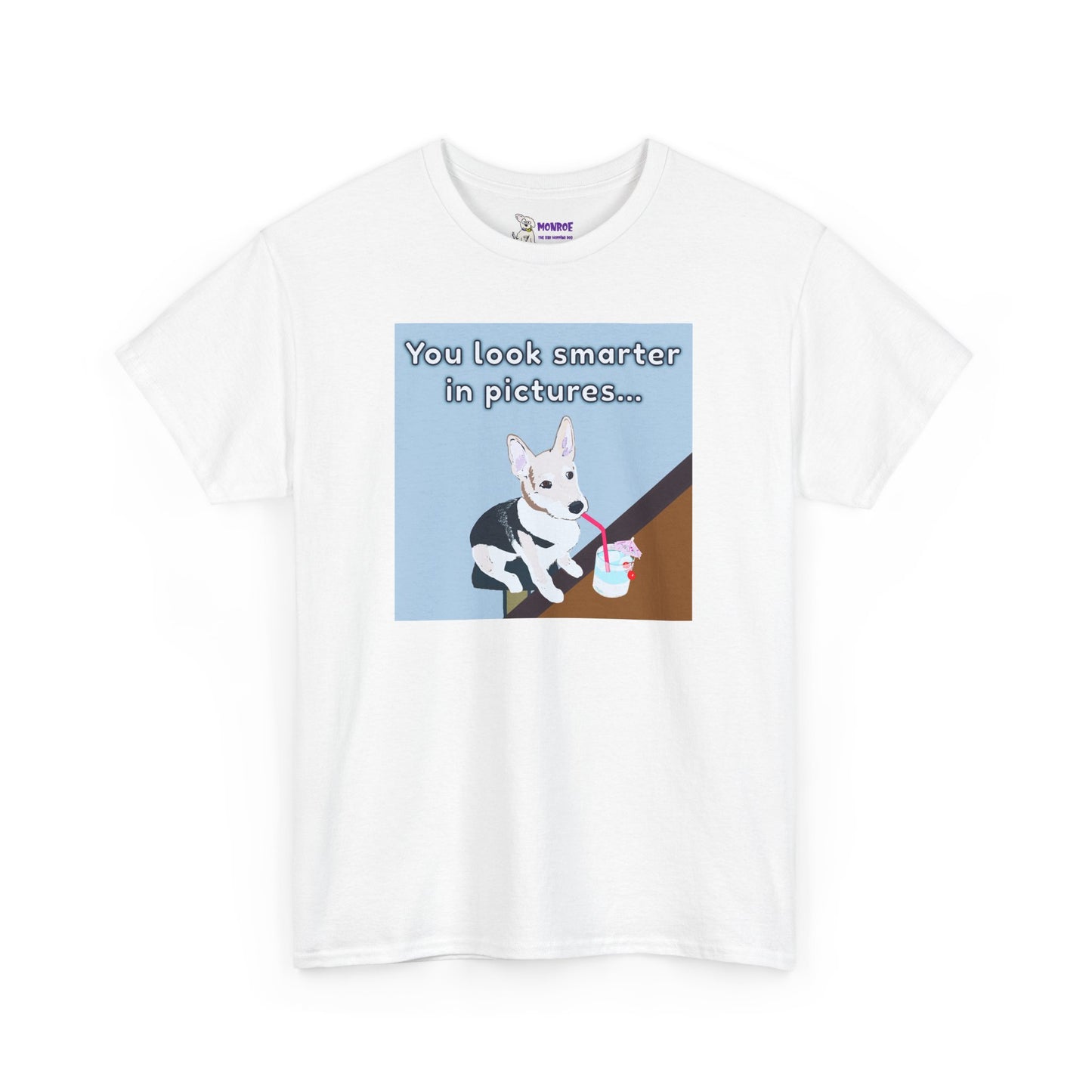 Whimsical Dog Insult T-Shirt - You Look Smarter in Pictures