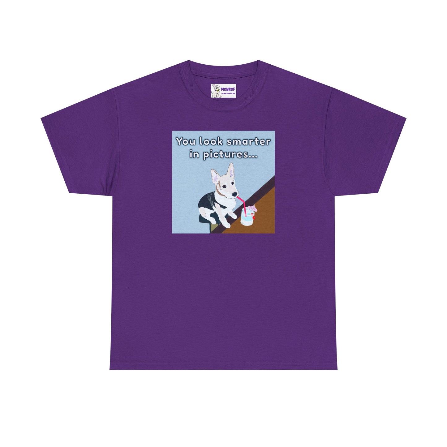 Whimsical Dog Insult T-Shirt - You Look Smarter in Pictures