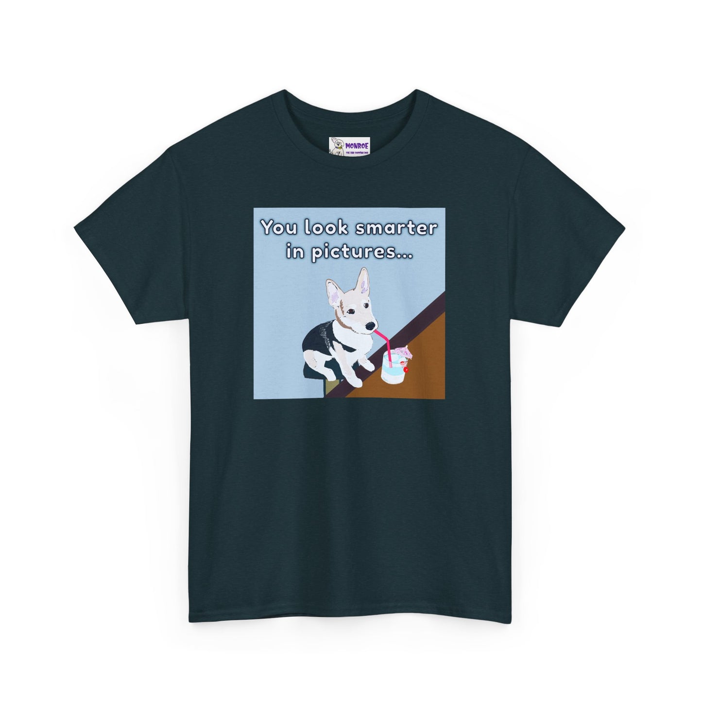 Whimsical Dog Insult T-Shirt - You Look Smarter in Pictures