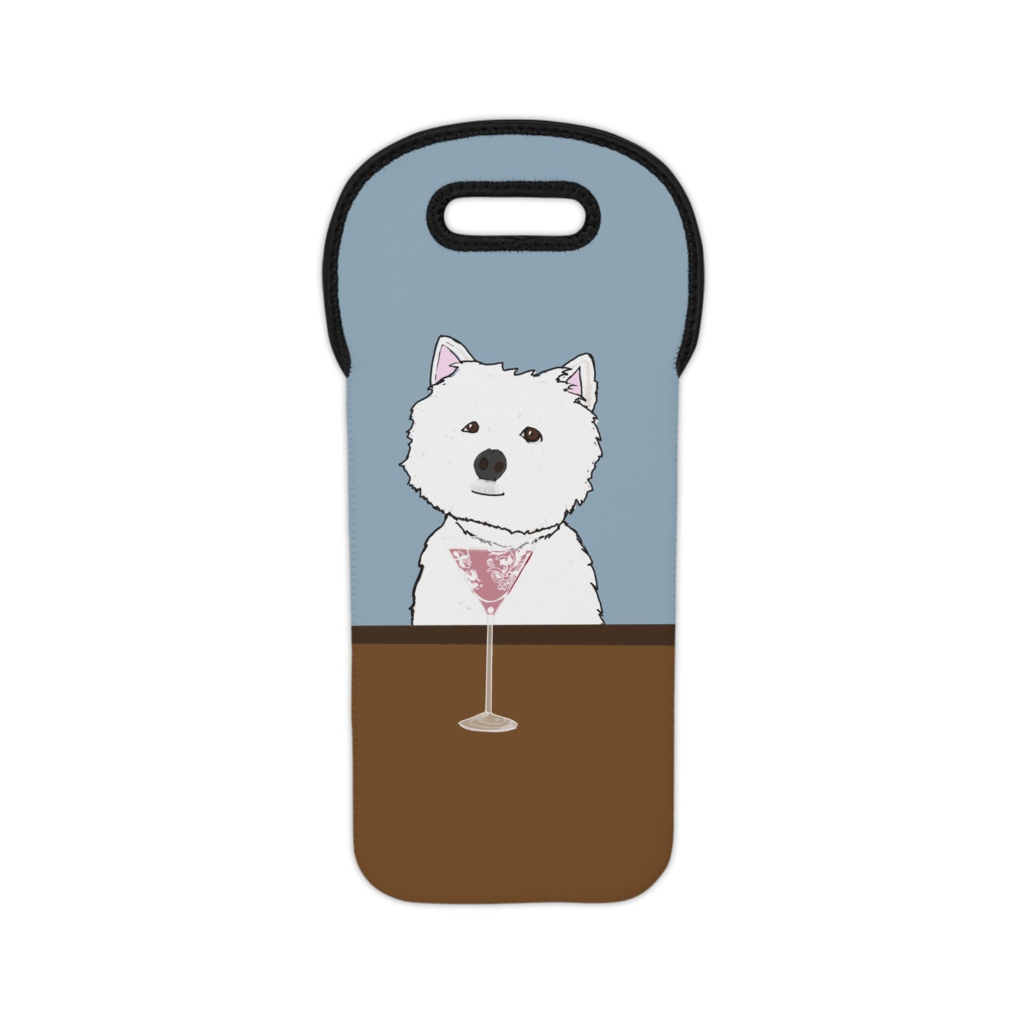 Whimsical Westie Wine Tote Bag Featuring a Playful Dog, Ideal for Picnics, Gatherings, Dog Lovers, and Holiday Gifts, Fun Gift Idea