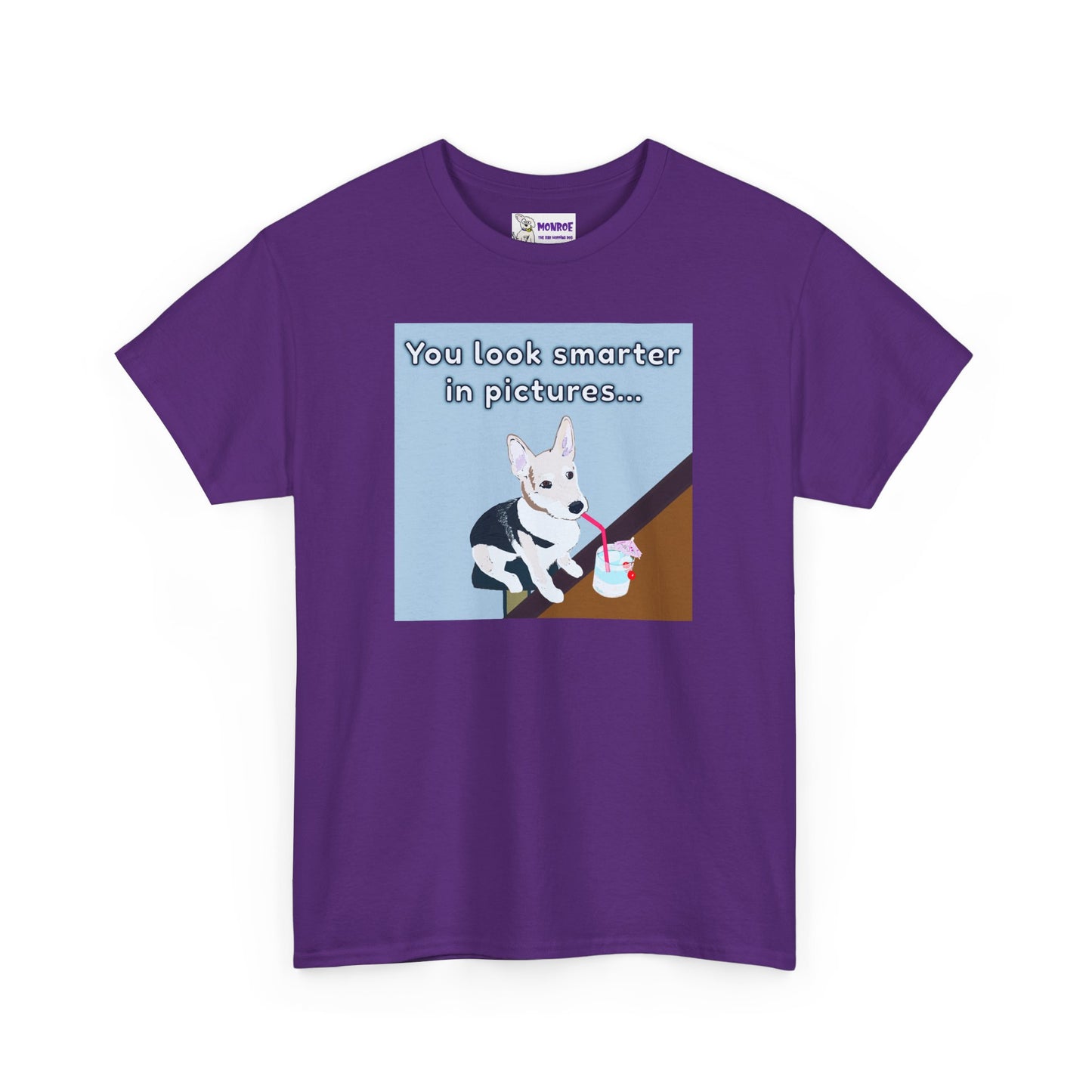 Whimsical Dog Insult T-Shirt - You Look Smarter in Pictures