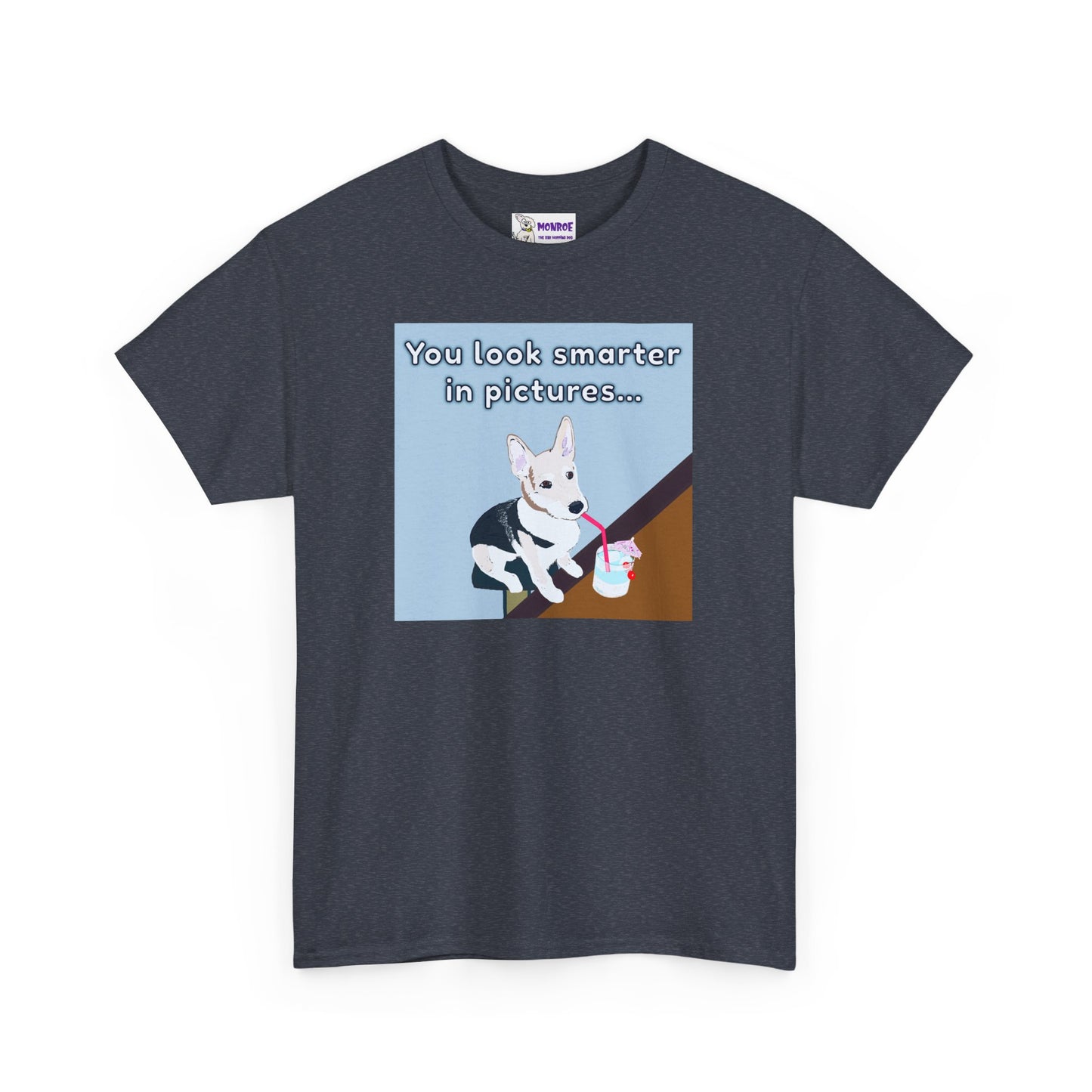 Whimsical Dog Insult T-Shirt - You Look Smarter in Pictures