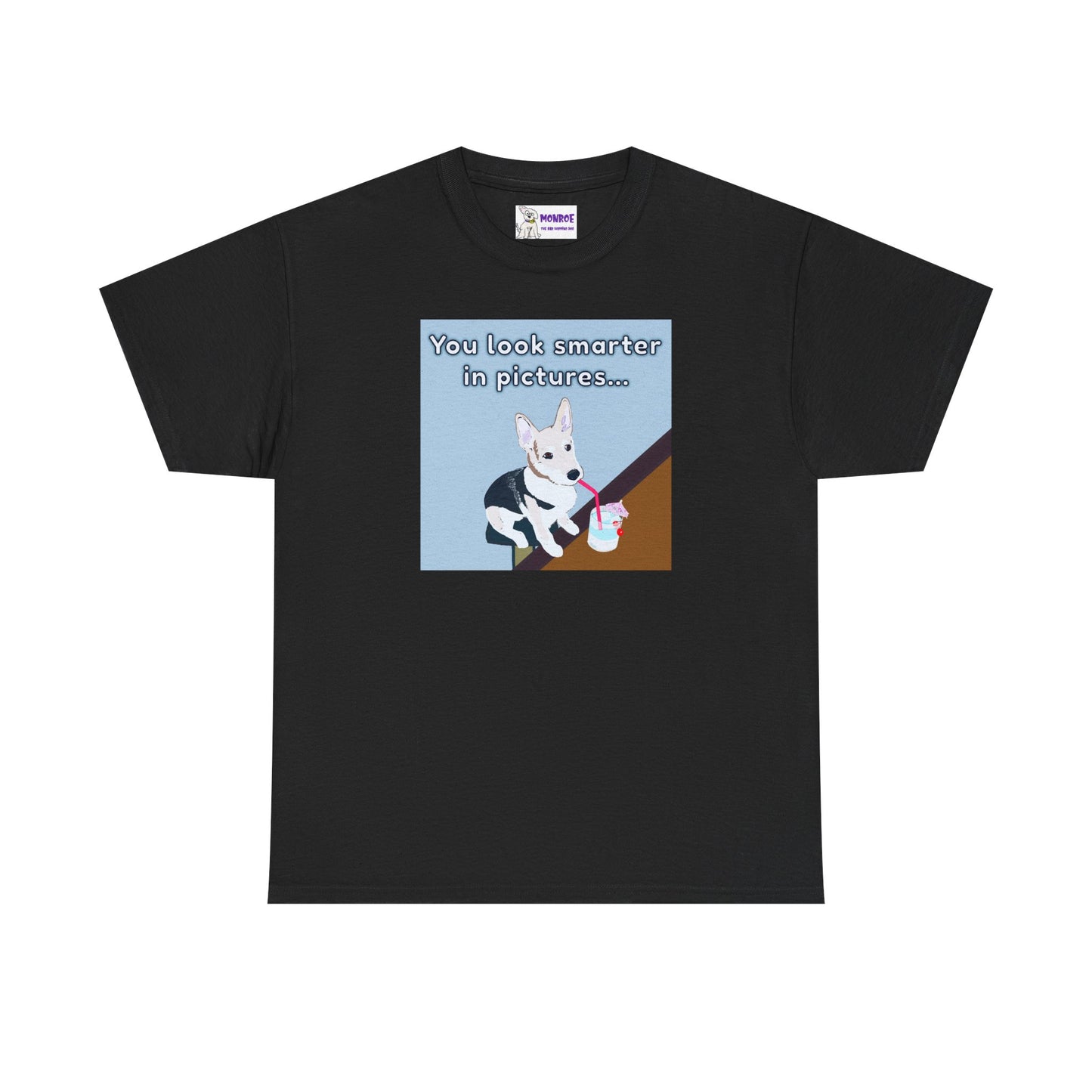 Whimsical Dog Insult T-Shirt - You Look Smarter in Pictures