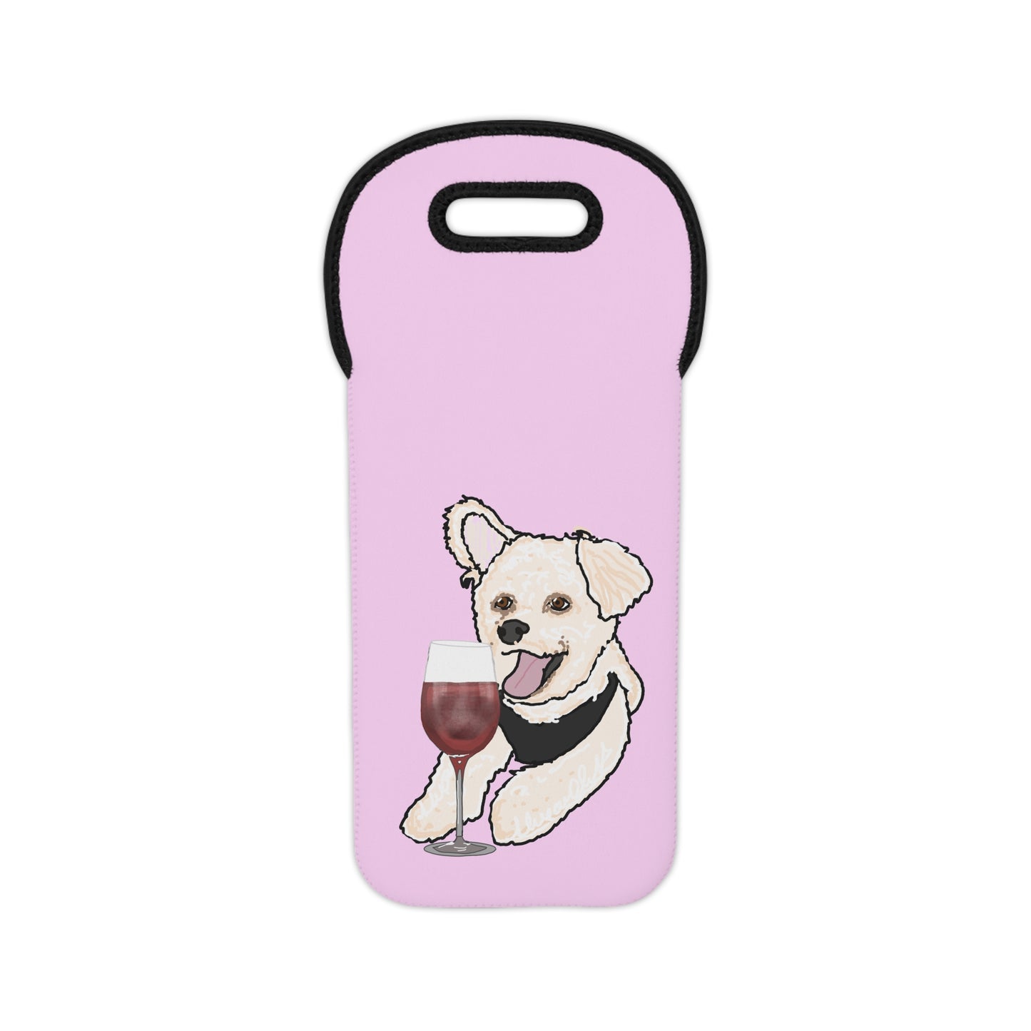 Cute Bichon Frise Wine Tote Bag, Pet Lover Gift, Funny Wine Carrier, Birthday Present, Dog Mom Accessory, Wine Bag for Gifts