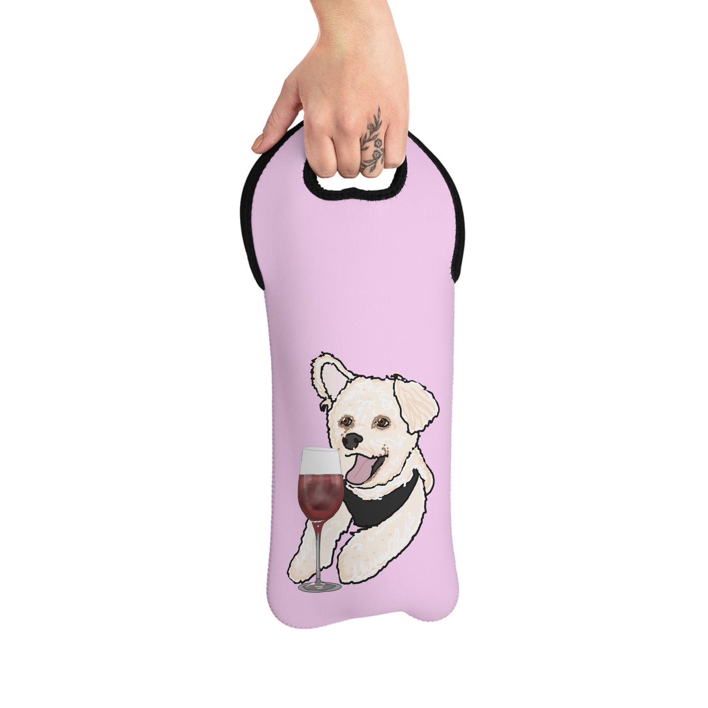 Cute Bichon Frise Wine Tote Bag, Pet Lover Gift, Funny Wine Carrier, Birthday Present, Dog Mom Accessory, Wine Bag for Gifts