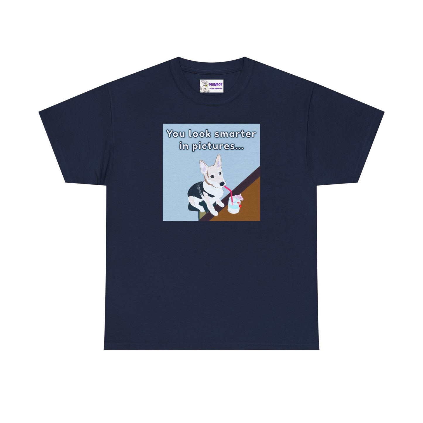 Whimsical Dog Insult T-Shirt - You Look Smarter in Pictures