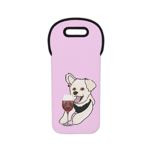 Cute Bichon Frise Wine Tote Bag, Pet Lover Gift, Funny Wine Carrier, Birthday Present, Dog Mom Accessory, Wine Bag for Gifts