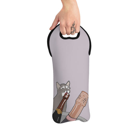 Chic Cat Champagne Tote Bag, Cat Lover Gifts, Wine Carrier, Party Accessories, Unique Wine Bag